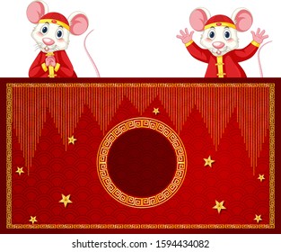 Happy new year background design for rat year illustration