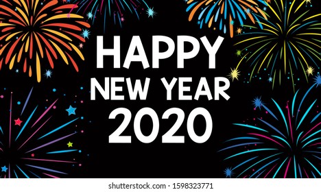 Happy new year background design with fireworks illustration