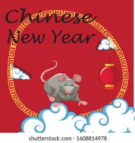 Happy new year background design for rat year illustration