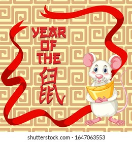Happy new year background design with rat illustration