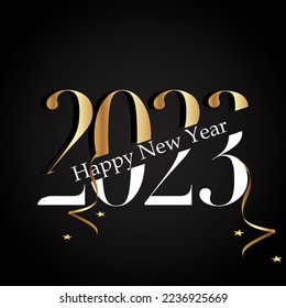 Happy New Year Background Design. Merry Christmas Greeting Card, Banner, Poster. Vector Illustration.