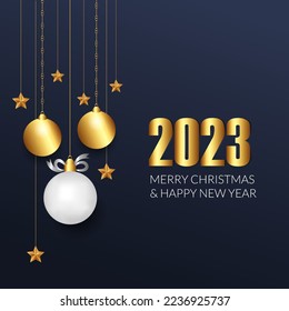 Happy New Year Background Design. Merry Christmas Greeting Card, Banner, Poster. Vector Illustration.