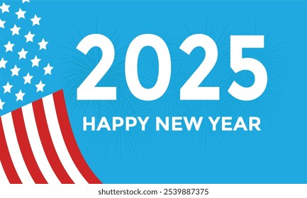 Happy new year background design, USA 2025 new year wallpaper.