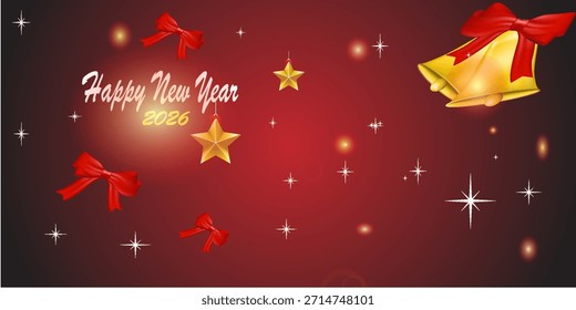 Happy New Year Background Design 2026. Greeting Card, Banner, Poster. Vector Illustration.