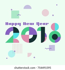 Happy New Year Background Design with Memphis Design