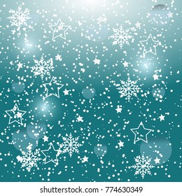 Happy New Year background with falling snowflakes on transparent background. Vector
