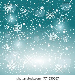 Happy New Year background with falling snowflakes on transparent background. Vector