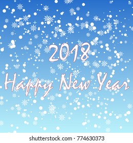 Happy New Year background with falling snowflakes on transparent background. Vector