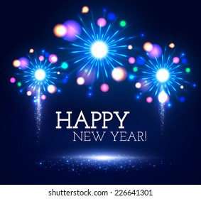 Happy new year background with fireworks. Vector illustration