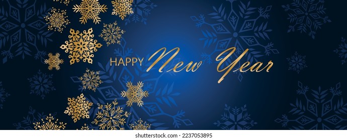 Happy new year background with frozen snowflake