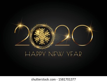 Happy New Year background with glittery snowflake design