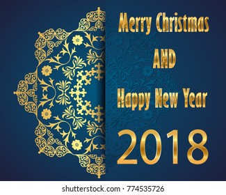 Happy New Year background with glowing lights text on defocused background. Vector.