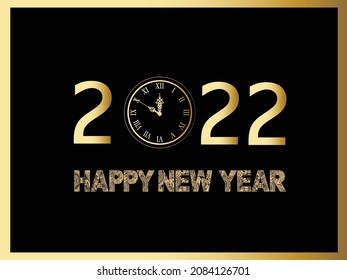 happy new year background with gold clock