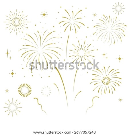 Happy new year background with gold yellow firework on white background for invitation card