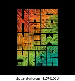 Happy New Year background. Greeting card or invitation design template. Vintage concept for print production.