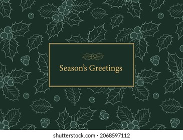 Happy new year background. Greeting card with holly branches.