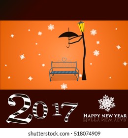 Happy New Year background, greeting card, vector illustraton