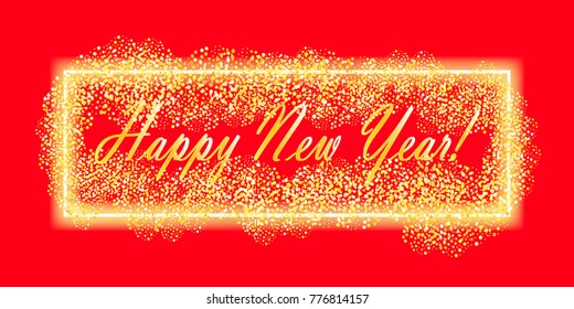 Happy New Year background. Greeting card design template. Vector illustration.