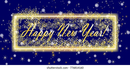 Happy New Year background. Greeting card design template. Vector illustration.