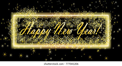 Happy New Year background. Greeting card design template. Vector illustration.