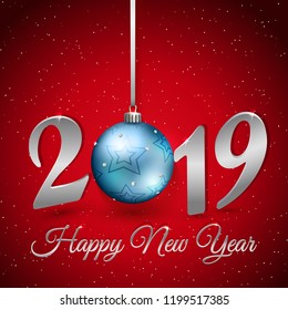 Happy new year background with hanging bauble