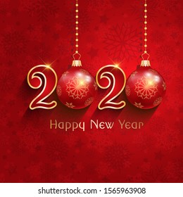 Happy New Year background with a hanging bauble