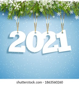 Happy New Year Hintergrund mit hängenden Zahlen Design