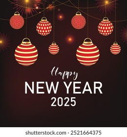Fondo feliz del año nuevo con la bola colgante de la Navidad