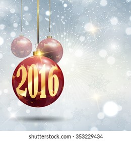 Happy New Year background with hanging bauble