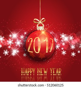 Feliz Año Nuevo con colgantes en baudia