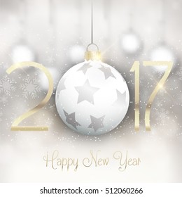 Happy New Year background with hanging bauble