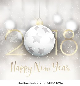 Happy New Year background with hanging bauble