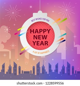 Happy New Year background. Holiday Vector Illustration