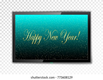 Happy New Year background. LCD tv screen. Vector illustration.