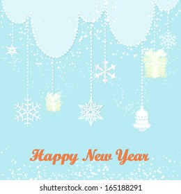 Happy new year background light blue with snowflakes decoration vector