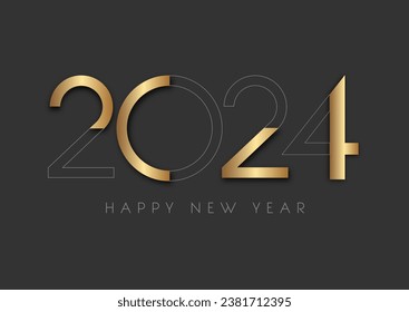 Happy New Year background with a modern gold numbers design 