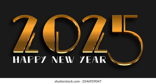 Happy New Year background with a modern metallic gold design