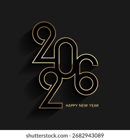 Happy New Year background with a modern metallic gold text design