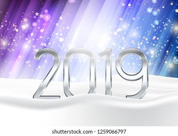 Happy New Year background with numbers nestled in snow