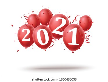Happy new year background with red balloon