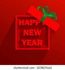 Happy New Year background. Red box with green tape
