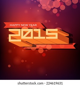 Happy new year background with retro dimensional characters for 2015