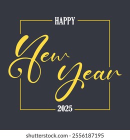 Happy New Year background with script text and border design