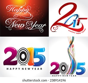 happy new year background set illustration