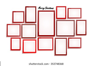 Happy New Year background, Set of red frames, blank for your copy