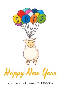 Happy new year background with sheep (symbol of 2015 year). Vector eps10