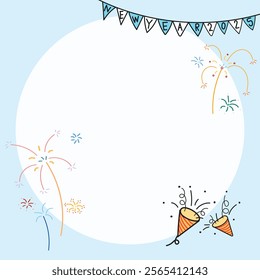 Happy new year background. Space for text. Hand drawn. Vector illustration