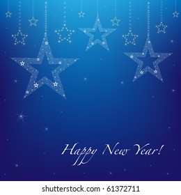 Happy New Year Background With Stars And Text, Vector Illustration