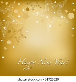 Happy New Year Background With Stars And Text, Vector Illustration