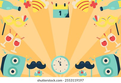 Happy new year background with stripes vector illustration